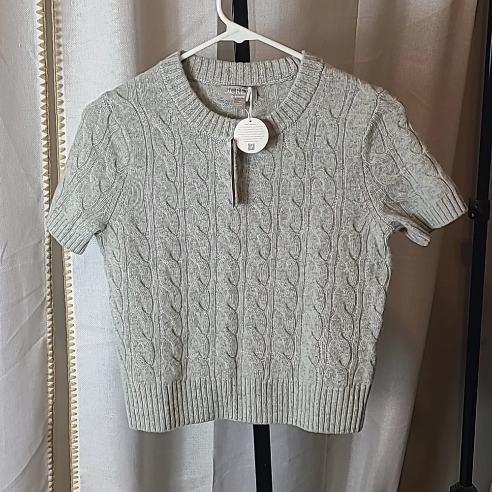 J crew heather grey Cashmere cable-knit Size Xs. New - Picture 2 of 6